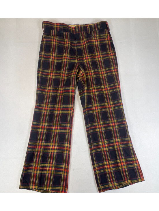 Other - John Pomer Men 32x28 Black Multi Tartan Plaid Vintage Wool Dress Trousers